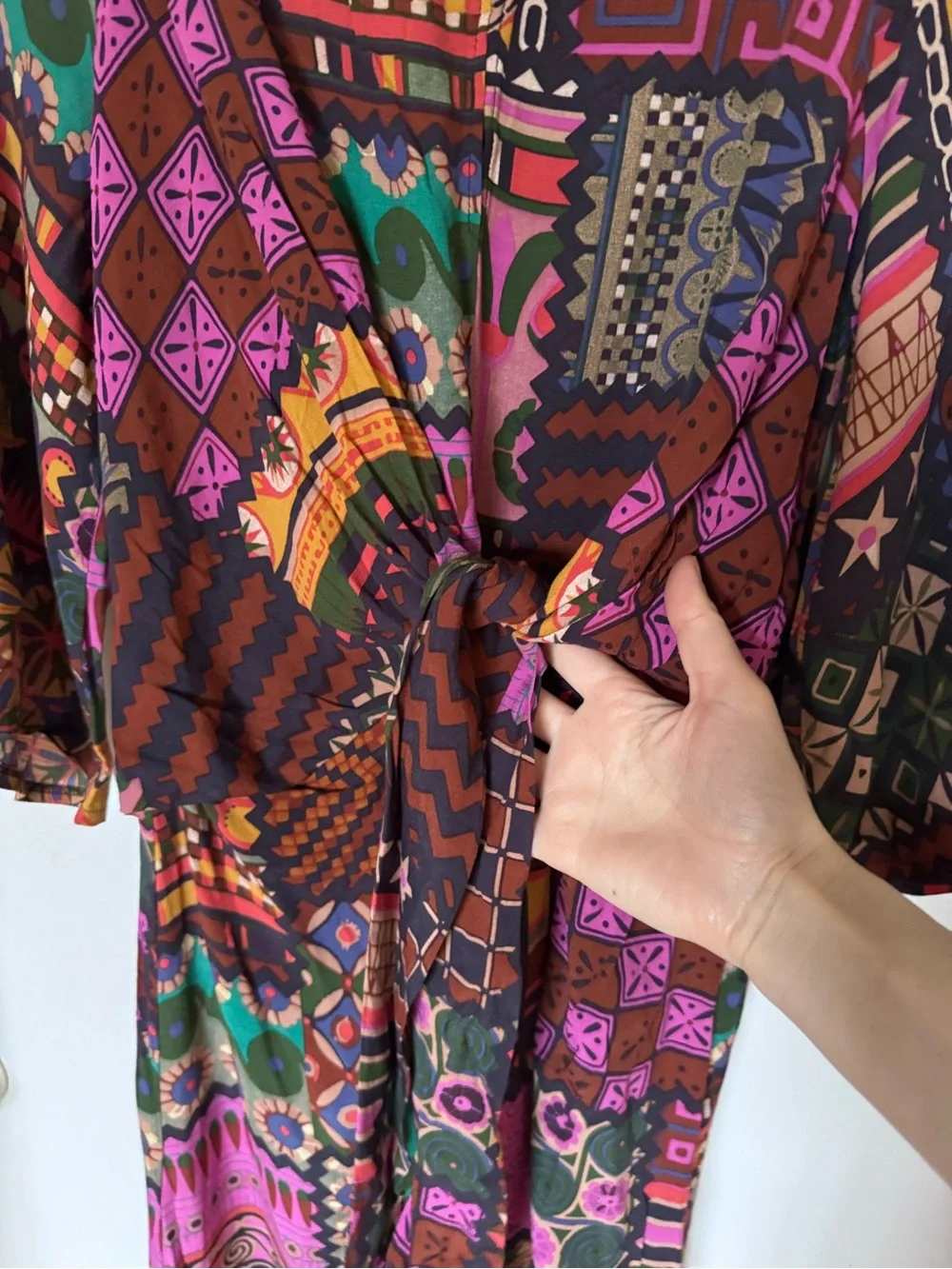 Desigual Multicolor Geometric & Floral Print Dress — Purple, Pink, Green, Orange - Picture 7 of 10
